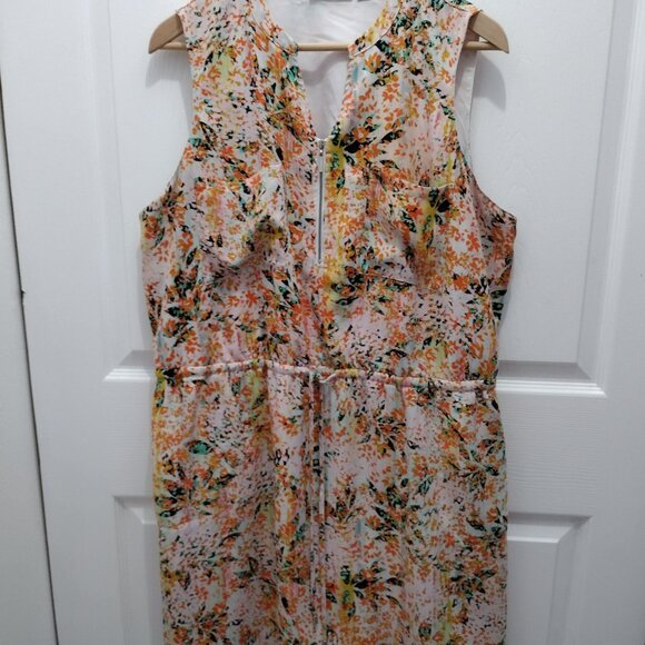 APT 9 XXL Floral Sleeveless Dress Zip Front Elastic Waist Spring Summer - Picture 8 of 12